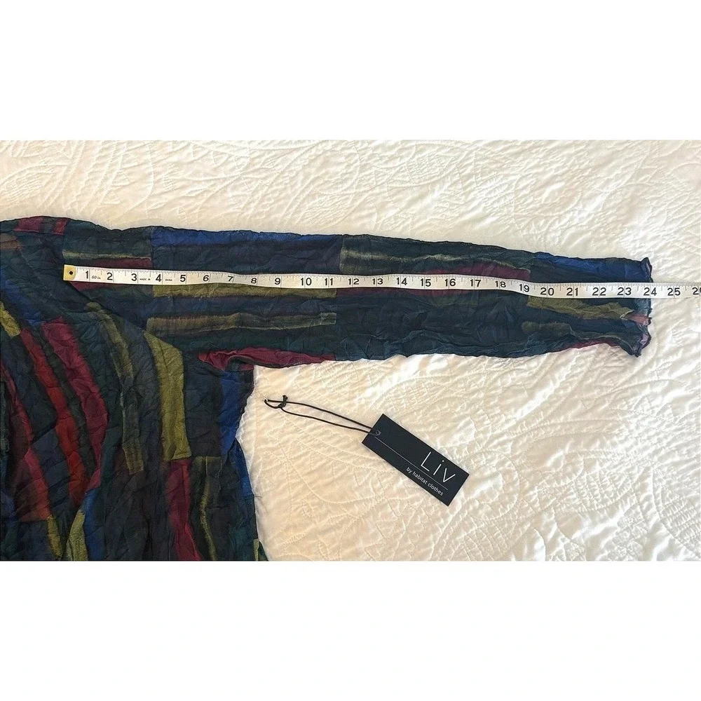 NWT LIV by Habitat Clothes Multi Color Abstract Mesh Crinkle Cardigan 154422 XXL